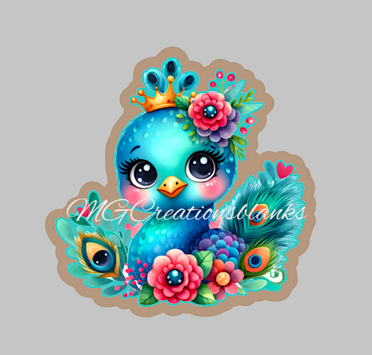 Peacock clear acrylic blank for badge reel with matching vinyl decal, acrylic blank, decal, vinyl decal, Peacock decal, acrylic, Peacock clear acrylic blank