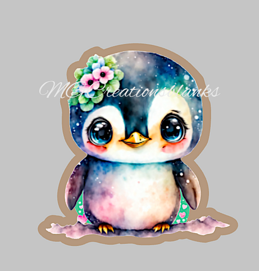 Penguin clear acrylic blanks for badge reels with matching vinyl decal, acrylic blank, decal, vinyl decal, decal, penguin acrylic blank