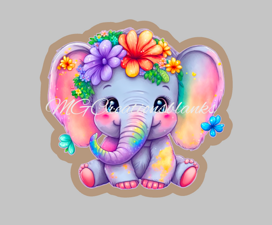 Elephant clear acrylic blanks for badge reels with matching vinyl decal, acrylic blank, decal, vinyl decal, Elephant decal, acrylic