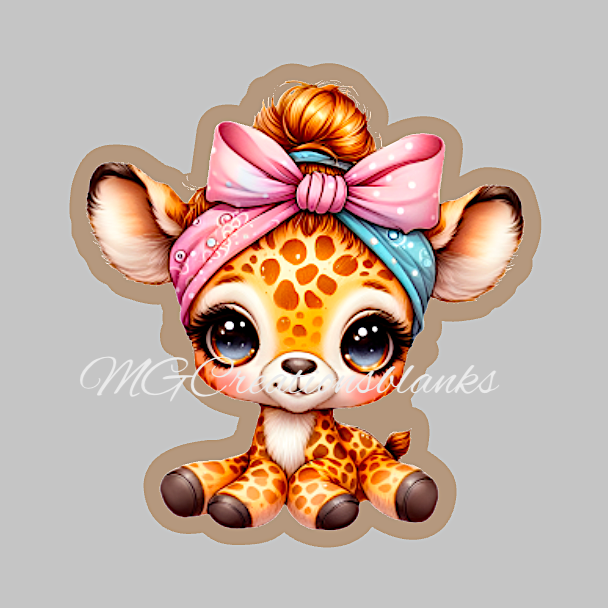 Giraffe clear acrylic blanks for badge reels with matching vinyl decal, acrylic blank, decal, vinyl decal, Giraffe decal, acrylic