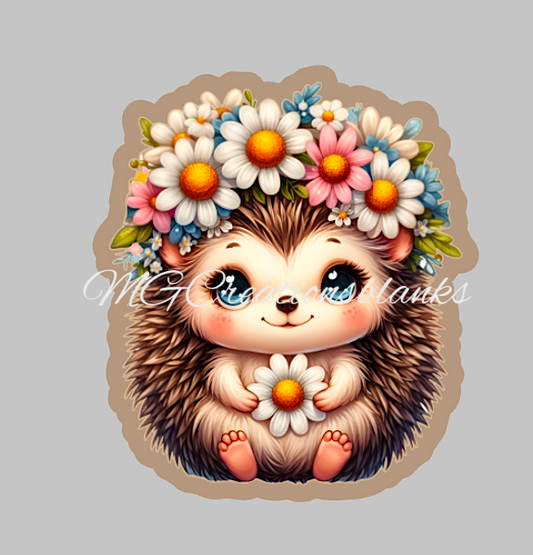 Hedgehog clear acrylic blank for badge reel with matching vinyl decal, acrylic blank, decal, vinyl decal, Hedgehog decal, acrylic, Hedgehog clear acrylic blank