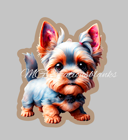 Yorkie clear acrylic blanks for badge reels with matching vinyl decal, acrylic blank, decal, vinyl decal, Dog decal, Yorkie acrylic blank, Dog