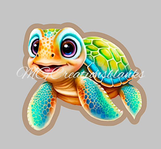 Turtle clear acrylic blank for badge reel with matching vinyl decal, acrylic blank, decal, vinyl decal, Turtle decal, acrylic, Sea Turtle