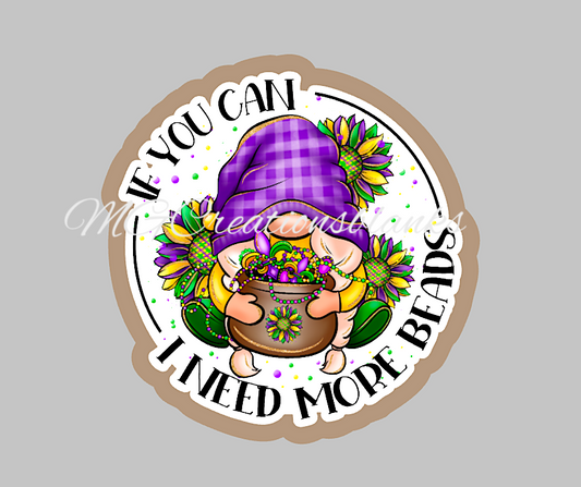 Mardi grass gnome clear acrylic blanks for badge reels with matching vinyl decal, acrylic blank, decal, vinyl decal, Mardi gras gnomes acrylic blank, I'm fine, everything is fine