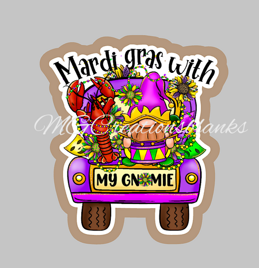 Mardi grass truck clear acrylic blanks for badge reels with matching vinyl decal, acrylic blank, decal, vinyl decal, Mardi gras acrylic blank