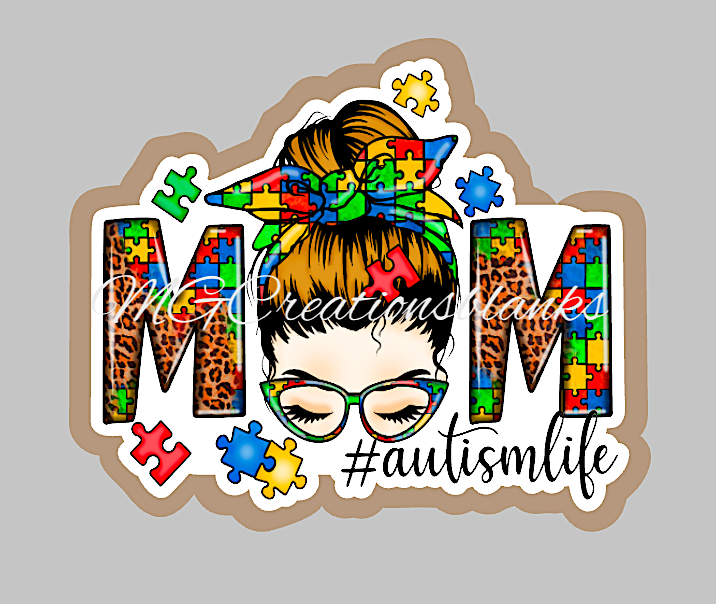 Autism mom clear acrylic blanks & vinyl decal, acrylic blank, decal, vinyl decal, cast acrylic, autism badge reel, acrylic blank