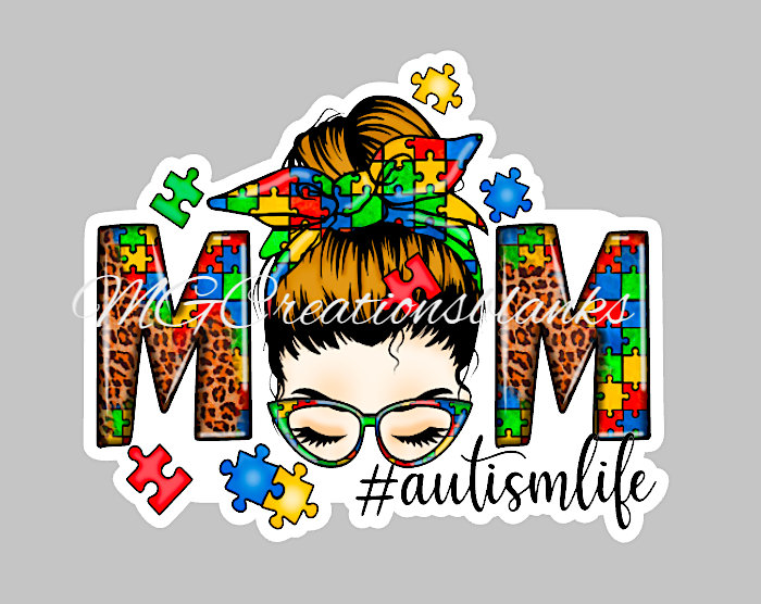 Autism mom clear acrylic blanks & vinyl decal, acrylic blank, decal, vinyl decal, cast acrylic, autism badge reel, acrylic blank