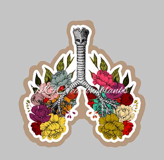 Lungs clear acrylic blanks for badge reels & vinyl decal, acrylic blank, decal, vinyl decal, brain decal, cast acrylic, Floral lungs