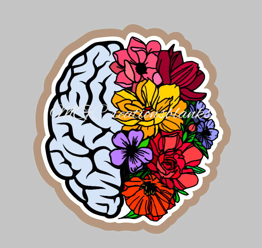 Brain clear acrylic blanks for badge reels & vinyl decal, acrylic blank, decal, vinyl decal, brain decal, cast acrylic, brain badge reel
