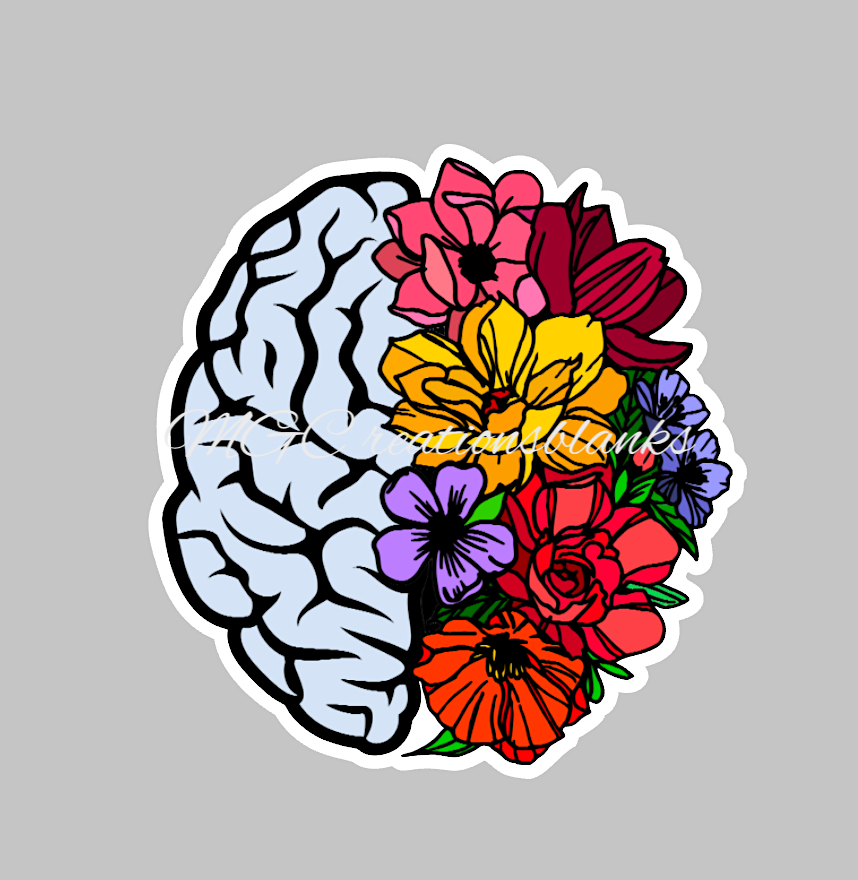 Brain clear acrylic blanks for badge reels & vinyl decal, acrylic blank, decal, vinyl decal, brain decal, cast acrylic, brain badge reel