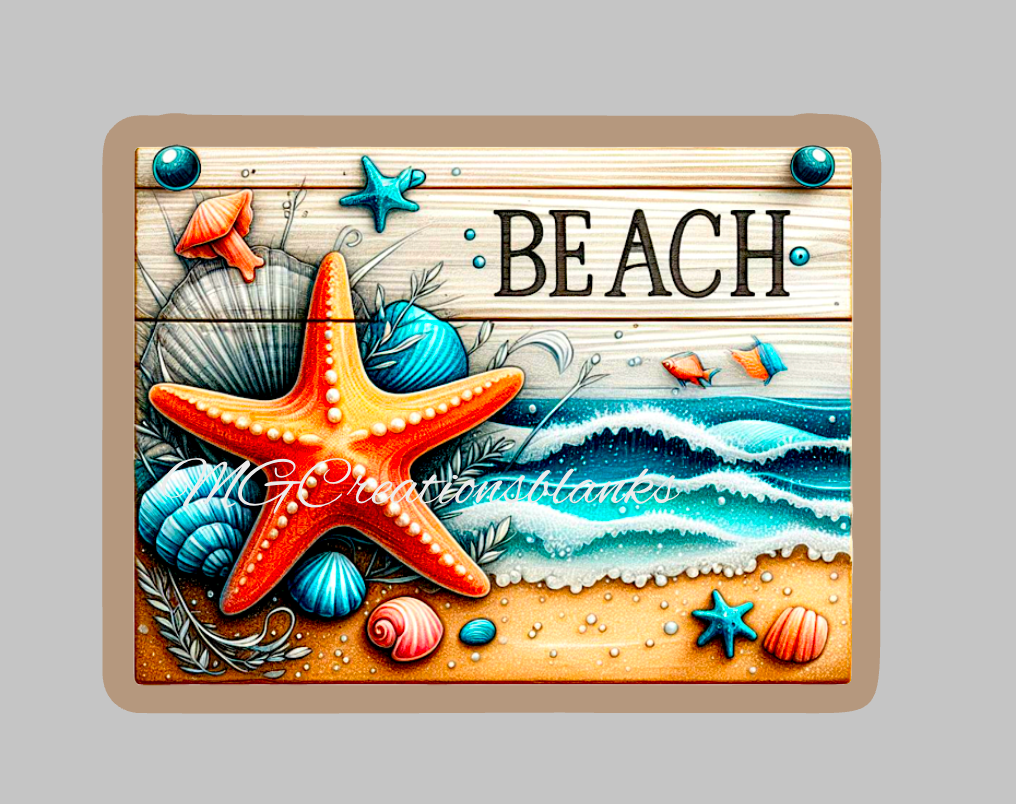 Beach acrylic blanks for badge reels & vinyl decal, acrylic blank, decal, vinyl decal, Ocean clear cast acrylic, Beach badge reel