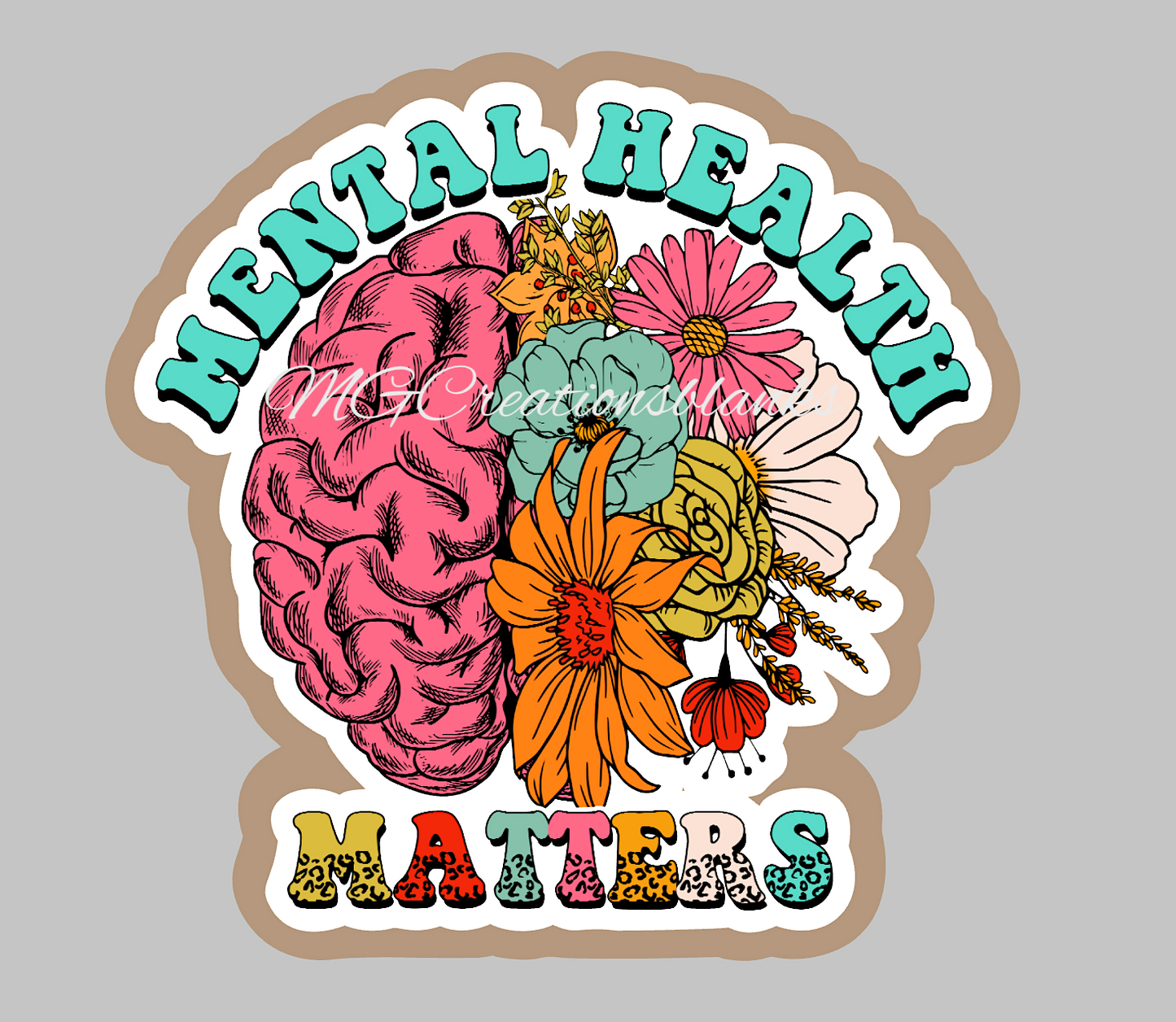 Mental Health clear acrylic blank for badge reels & vinyl decal, acrylic blank, decal, vinyl decal, brain decal, cast acrylic, brain reel