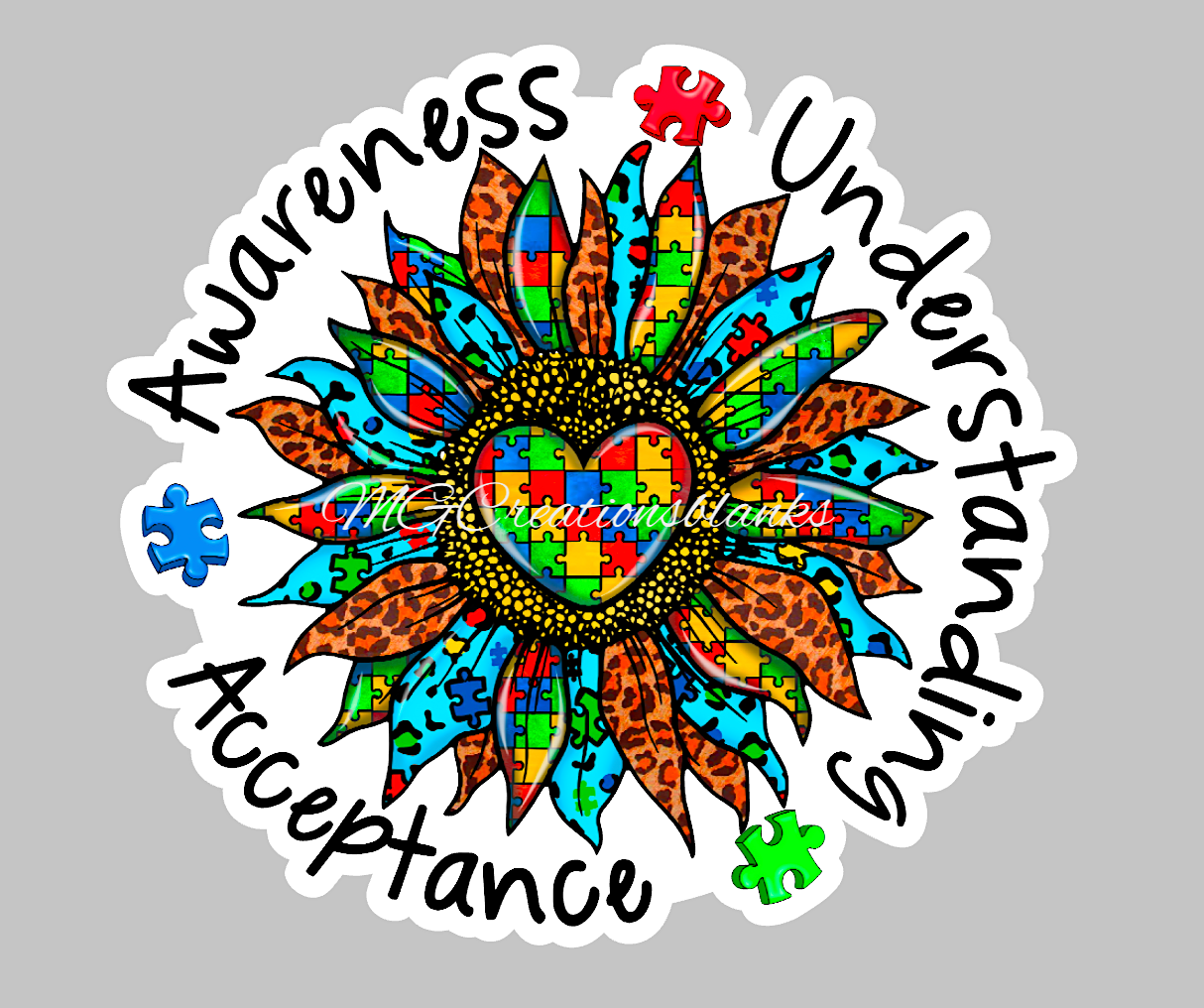 Autism sunflower acrylic blanks & vinyl decal, acrylic blank, decal, vinyl decal, brain decal, cast acrylic, autism badge reel, decal