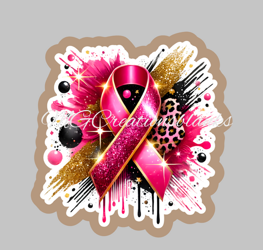 Breast cancer awareness clear acrylic blanks & vinyl decal, acrylic blank, decal, vinyl decal, cast acrylic, cancer awareness badge reel, acrylic blank