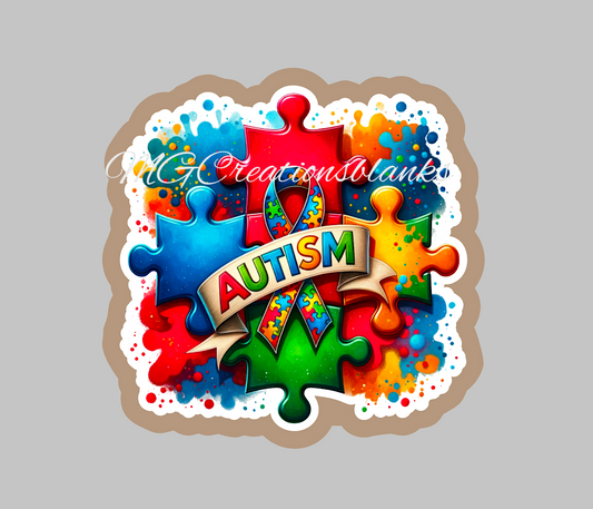 Autism awareness clear acrylic blanks & vinyl decal, acrylic blank, decal, vinyl decal, cast acrylic, autism badge reel, autism acrylic blank