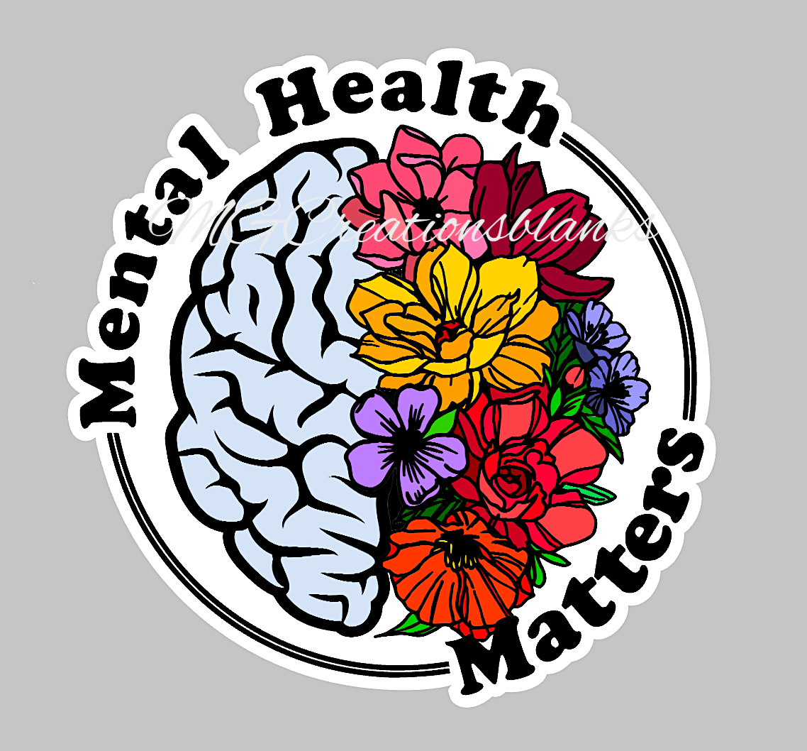 Mental Health clear acrylic blank for badge reels & vinyl decal, acrylic blank, decal, vinyl decal, brain decal, cast acrylic, brain reel