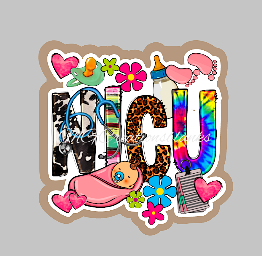 NICU acrylic blanks for badge reels & vinyl decal, acrylic blank, decal, vinyl decal, cast acrylic, reel, ER badge reel, ER