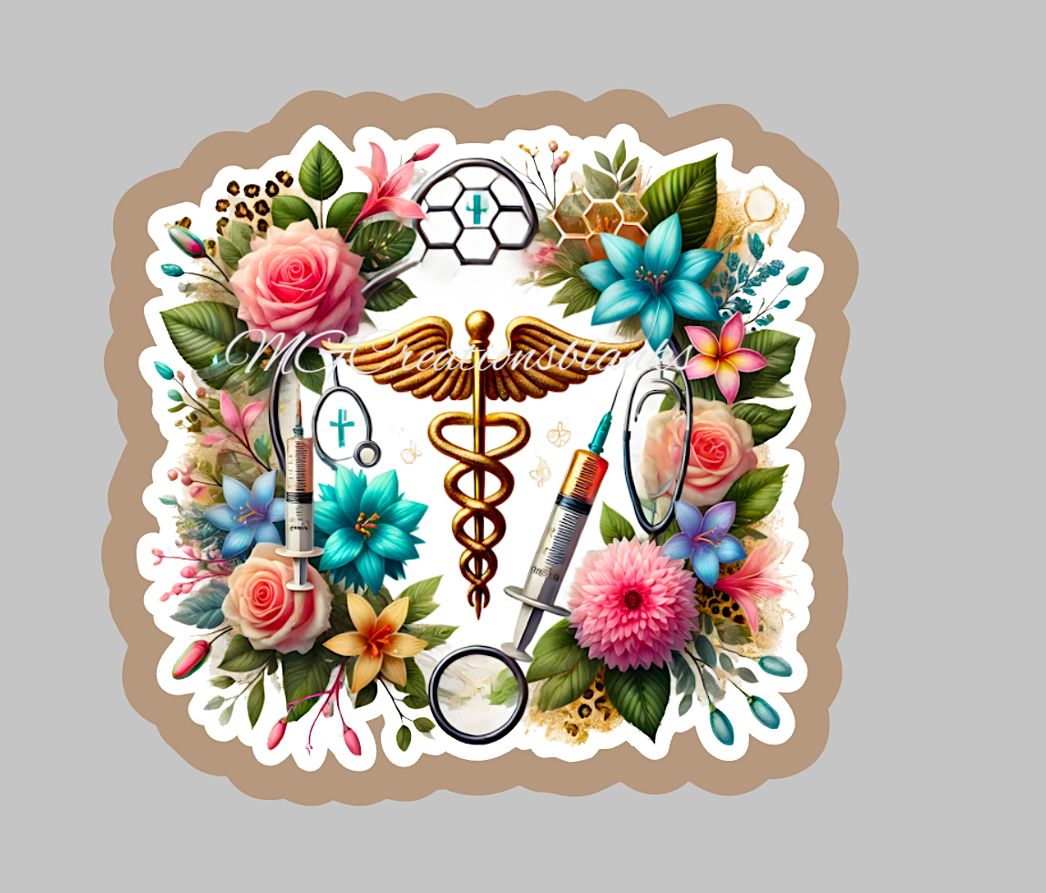 Nurse Caduceus medical acrylic blanks for badge reels & vinyl decal, acrylic blank, decal, vinyl decal, cast acrylic, reel, Nurse Caduceus medical badge reel, Nurse Caduceus medical