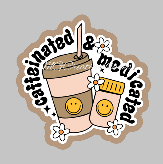 Caffeinated & medicated Nurse acrylic blanks for badge reels & vinyl decal, acrylic blank, decal, vinyl decal, Nurse cast acrylic, reel, nurse badge reel