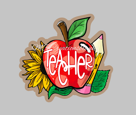 Teacher apple clear acrylic blanks for badge reels & vinyl decal, teacher apple acrylic blank, back to school decal, vinyl decal, cast acrylic, pencil badge reel