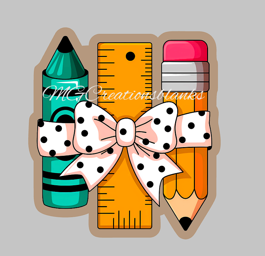 Teacher pencil bow clear acrylic blank for badge reels & vinyl decal, Teacher pencil bow acrylic blank, vinyl decal, cast acrylic, teacher badge reel