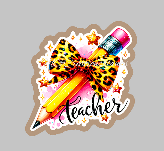 Teacher pencil bow clear acrylic blank for badge reels & vinyl decal, Teacher pencil bow acrylic blank, vinyl decal, cast acrylic, teacher badge reel