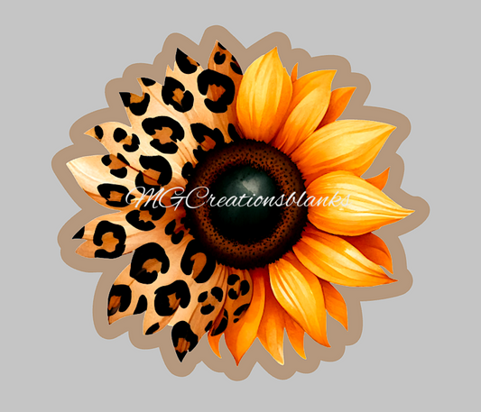 Watercolor Leopard Sunflower acrylic blanks for badge reels & vinyl decal, acrylic blank, decal, vinyl decal, cast acrylic, badge reel, sunflower badge reel, sunflower