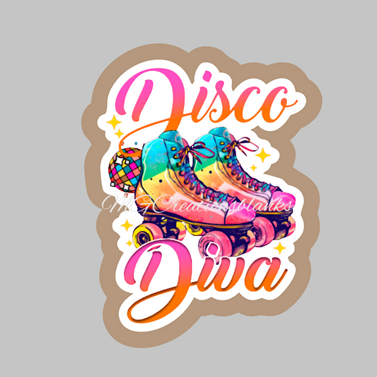 Disco Diva Skates acrylic blanks for badge reels & vinyl decal, acrylic blank, decal, vinyl decal, cast acrylic, Disco Diva badge reel