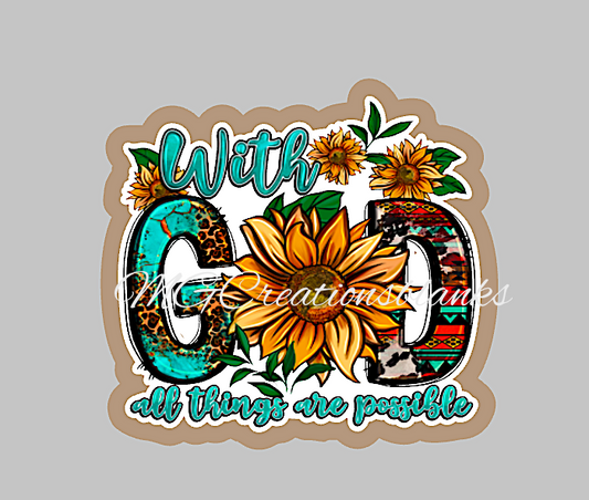 With God all things are possible clear acrylic blanks & vinyl decal, acrylic blank, decal, vinyl decal, cast acrylic, with God all things are possible badge reel, acrylic blank