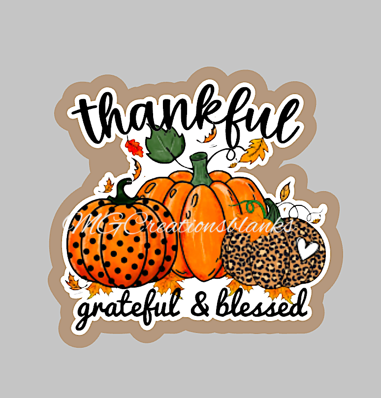 Thankful clear acrylic blanks for badge reels with matching vinyl decal, acrylic blank, decal, vinyl decal, Thankful Fall acrylic blank