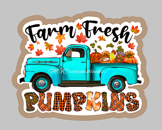 Fall pumpkin truck clear acrylic blanks for badge reels with matching vinyl decal, acrylic blank, decal, vinyl decal, Fall truck acrylic blank