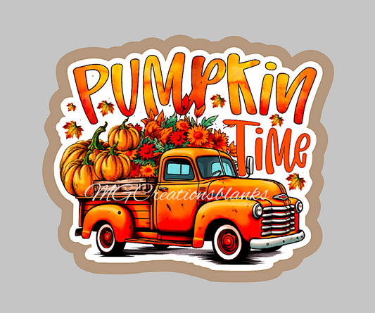 Pumpkin time clear acrylic blanks for badge reels with matching vinyl decal, acrylic blank, decal, vinyl decal, Fall season acrylic blank