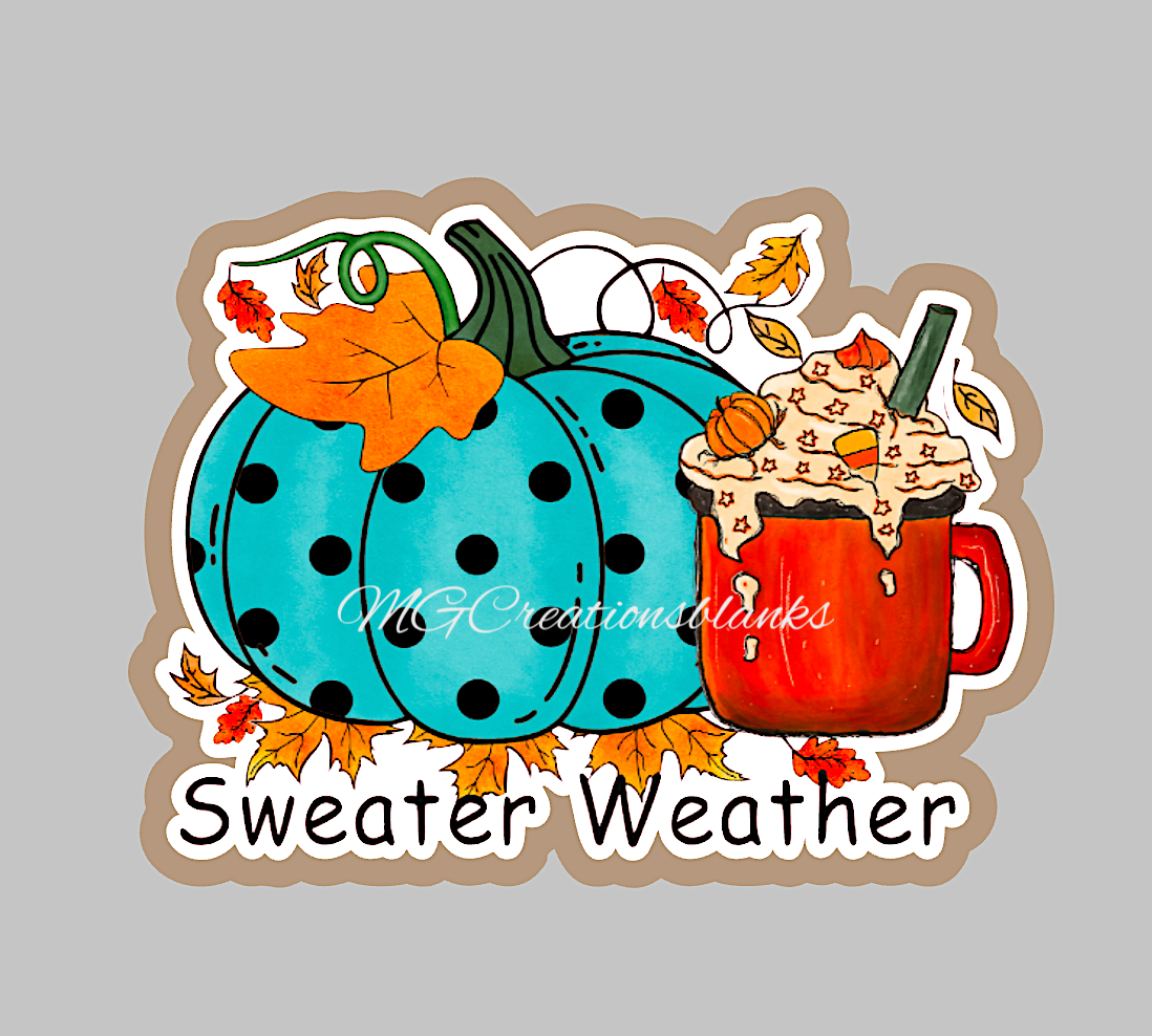 Fall sweater ready clear acrylic blanks for badge reels with matching vinyl decal, acrylic blank, decal, vinyl decal, Fall acrylic blank