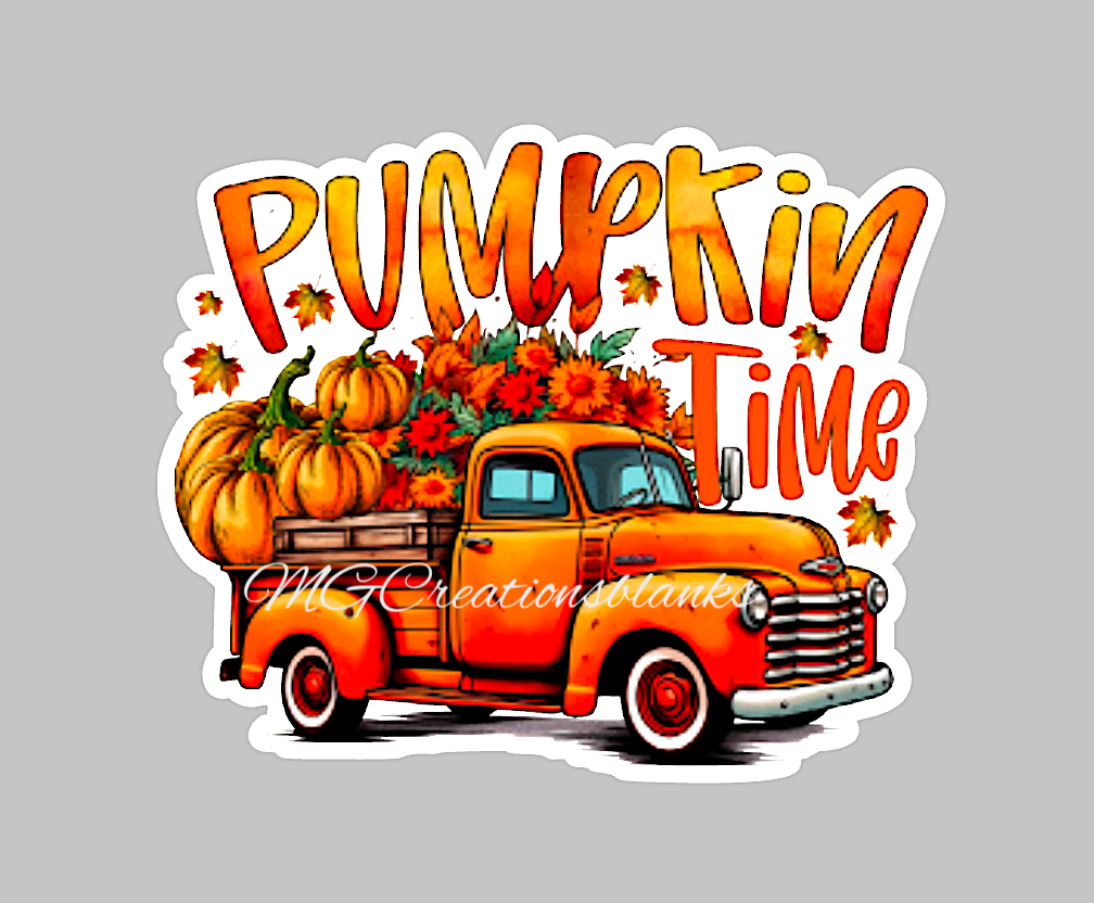 Pumpkin time clear acrylic blanks for badge reels with matching vinyl decal, acrylic blank, decal, vinyl decal, Fall season acrylic blank