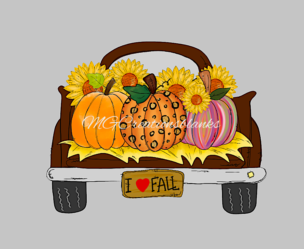 Fall pumpkin truck clear acrylic blanks for badge reels with matching vinyl decal, acrylic blank, decal, vinyl decal, Thankful Fall acrylic blank