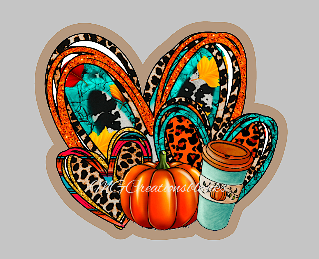 Fall pumpkin hearts clear acrylic blanks for badge reels with matching vinyl decal, acrylic blank, decal, vinyl decal, Thankful Fall acrylic blank