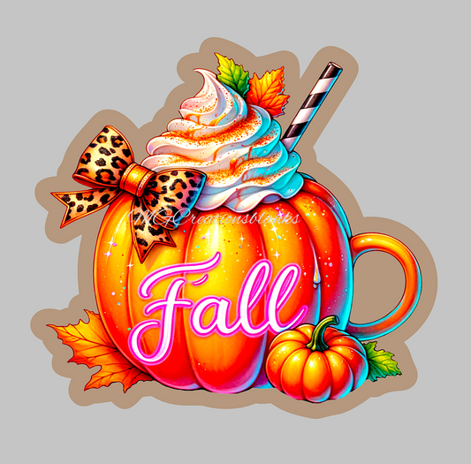 Pumpkin clear acrylic blanks for badge reels with matching vinyl decal, acrylic blank, decal, vinyl decal, Pumpkin, Fall pumpkin acrylic blank