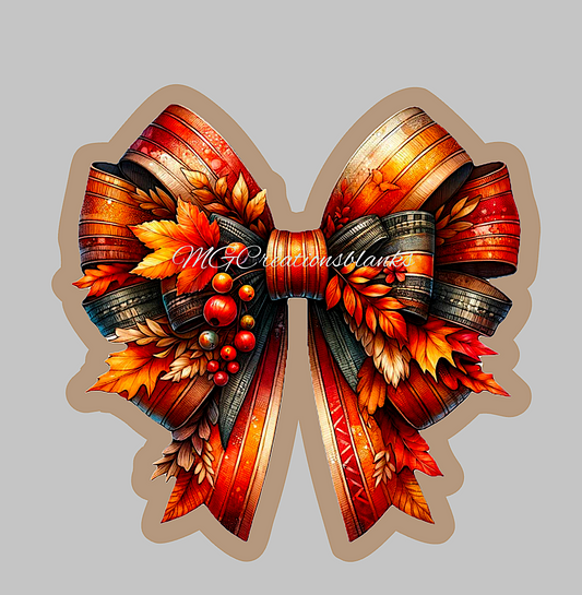 Croquette fall bow clear acrylic blanks for badge reels with matching vinyl decal, acrylic blank, decal, vinyl decal, Croquette fall bow, Croquette Autumn bow
