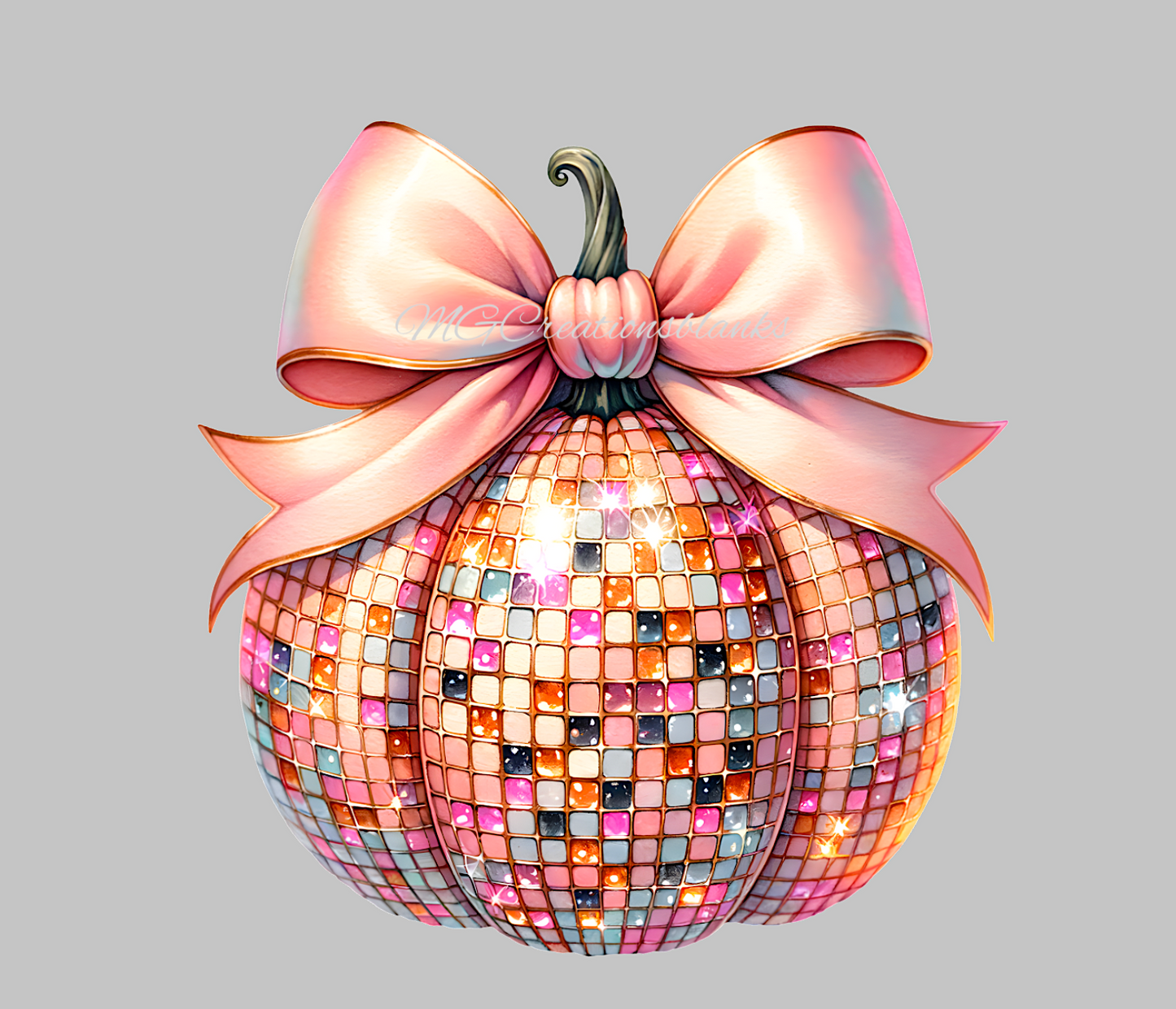 Fall Disco ball pumpkin clear acrylic blanks for badge reels with matching vinyl decal, acrylic blank, decal, vinyl decal, Pumpkin, Fall disco ball acrylic blank