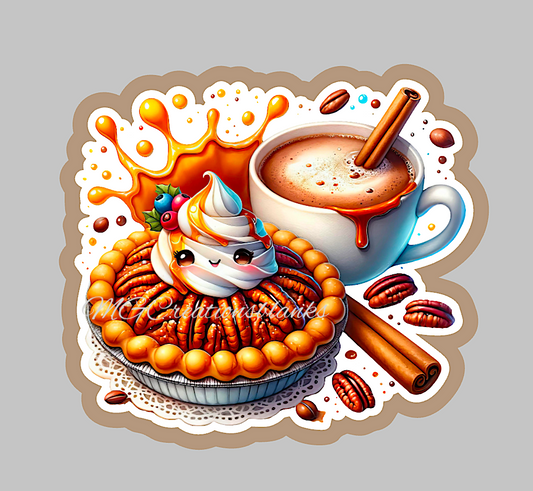 Pie and coffee clear acrylic blanks for badge reels with matching vinyl decal, acrylic blank, decal, vinyl decal, Pie and coffee clear acrylic blanks