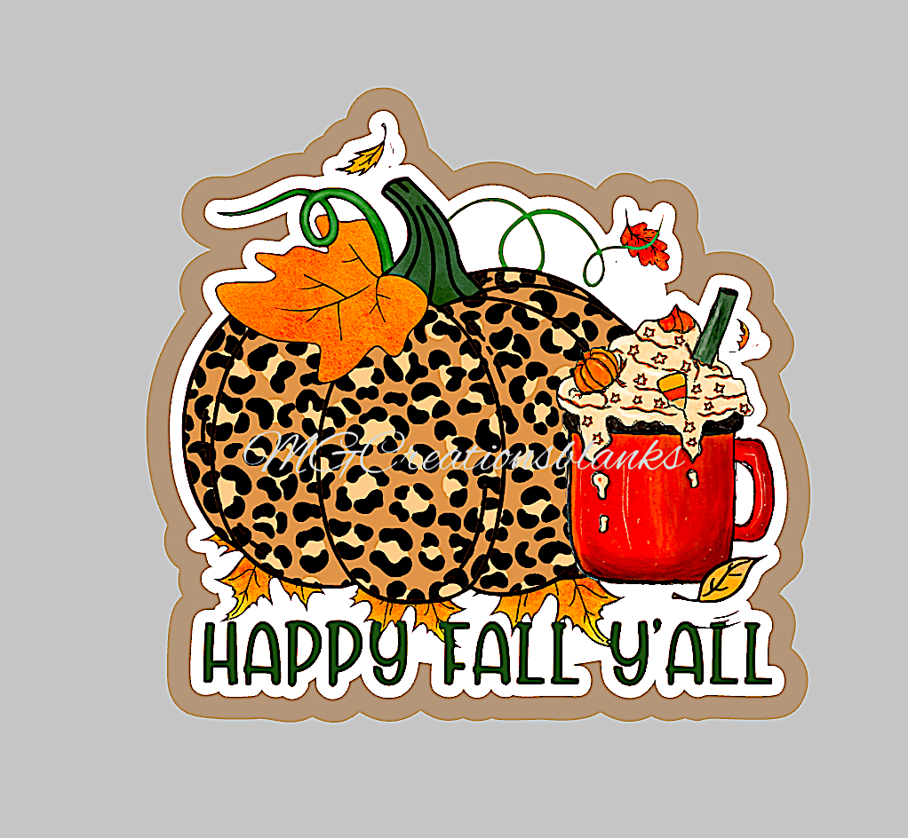 Happy fall clear acrylic blanks for badge reels with matching vinyl decal, acrylic blank, decal, vinyl decal, Happy Fall acrylic blank