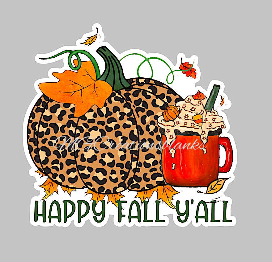 Happy fall clear acrylic blanks for badge reels with matching vinyl decal, acrylic blank, decal, vinyl decal, Happy Fall acrylic blank