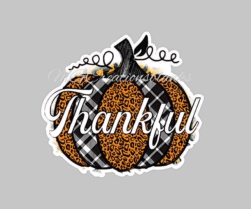 Thankful pumpkin clear acrylic blanks for badge reels with matching vinyl decal, acrylic blank, decal, vinyl decal, Thankful Fall acrylic blank