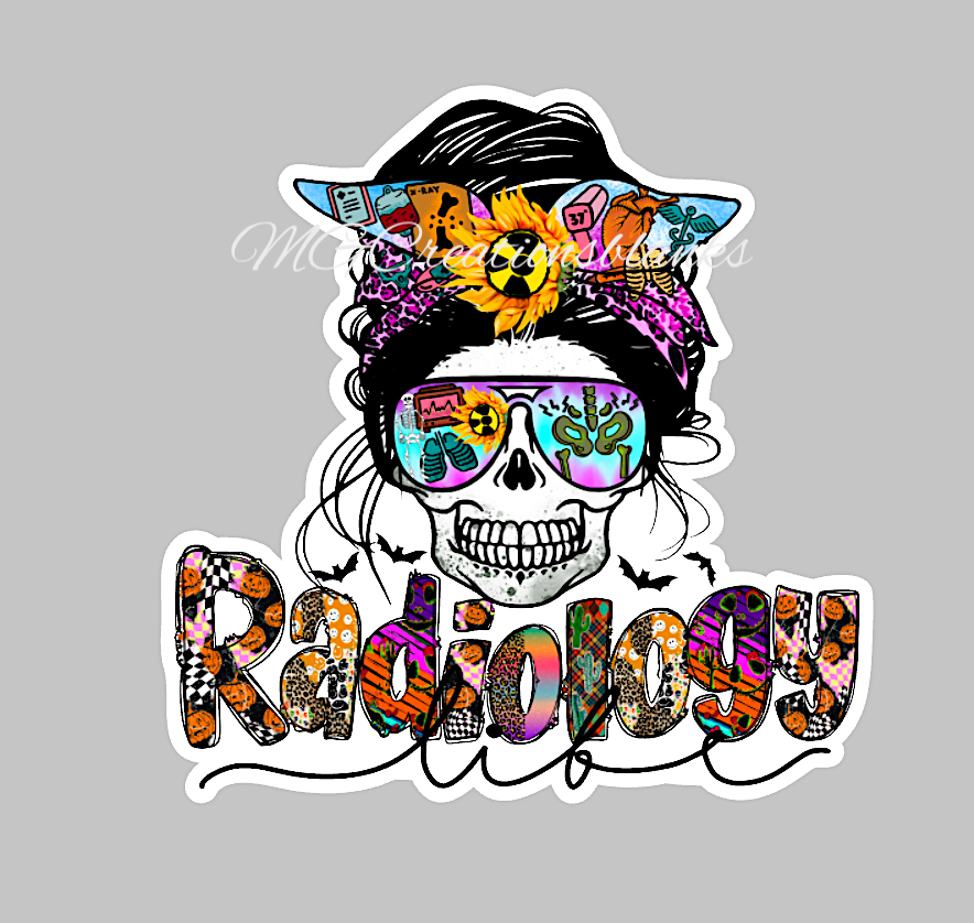 Halloween radiology nurse clear acrylic blanks for badge reels with matching vinyl decal, acrylic blank, decal, vinyl decal, Halloween spooky season acrylic blank, Halloween spooky season