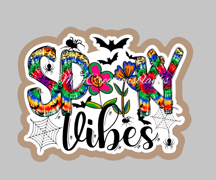 Halloween spooky vibes clear acrylic blanks for badge reels with matching vinyl decal, acrylic blank, decal, vinyl decal, Halloween spooky season acrylic blank, Halloween spooky season