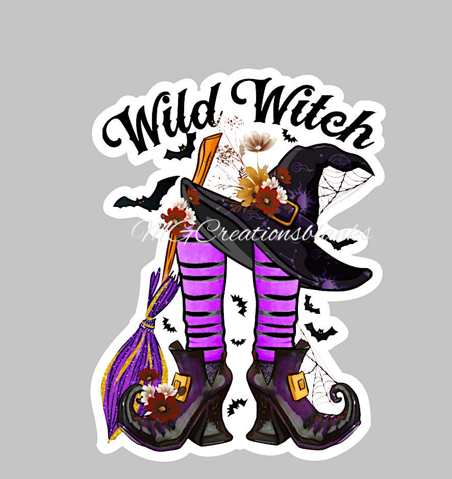 Wild witch clear acrylic blanks for badge reels with matching vinyl decal, acrylic blank, decal, vinyl decal, Halloween witch acrylic blank, Halloween witch, witch