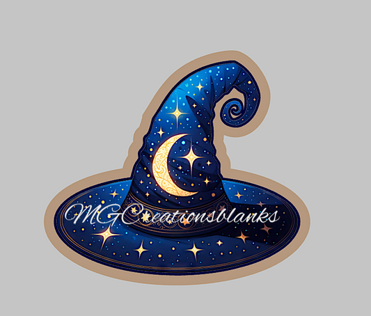 Witch hat clear acrylic blanks for badge reels with matching vinyl decal, acrylic blank, decal, vinyl decal, Halloween witch acrylic blank, Halloween witch hat, witch hat