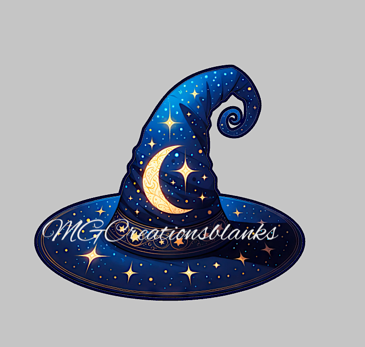 Witch hat clear acrylic blanks for badge reels with matching vinyl decal, acrylic blank, decal, vinyl decal, Halloween witch acrylic blank, Halloween witch hat, witch hat