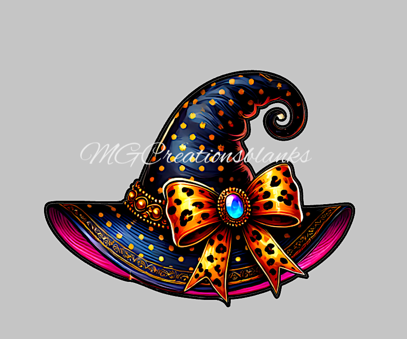 Witch hat clear acrylic blanks for badge reels with matching vinyl decal, acrylic blank, decal, vinyl decal, Halloween witch acrylic blank, Halloween witch hat, witch hat