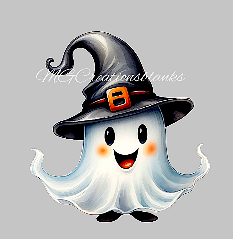 Halloween ghost, ghost clear acrylic blanks for badge reels with matching vinyl decal, acrylic blank, decal, vinyl decal, ghost acrylic blank, Halloween ghost